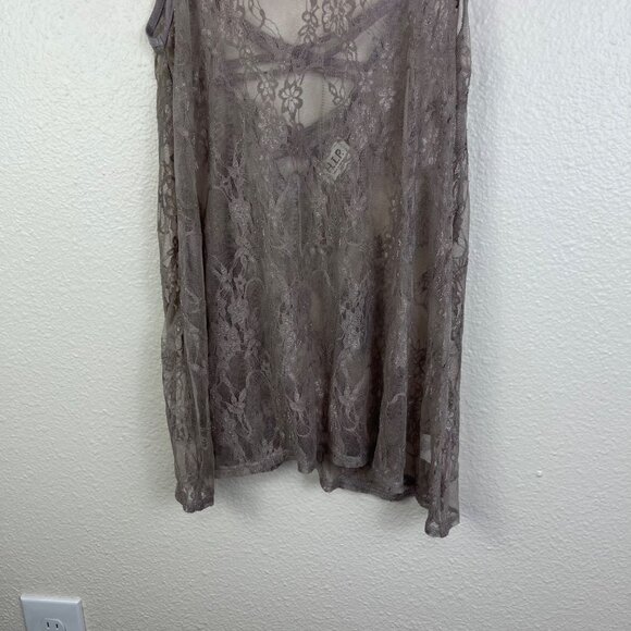 H.I.P. Buckle Sheer Lace Stitched Tank Top Purple Mauve NWT Women’s Size XS - Picture 4 of 8